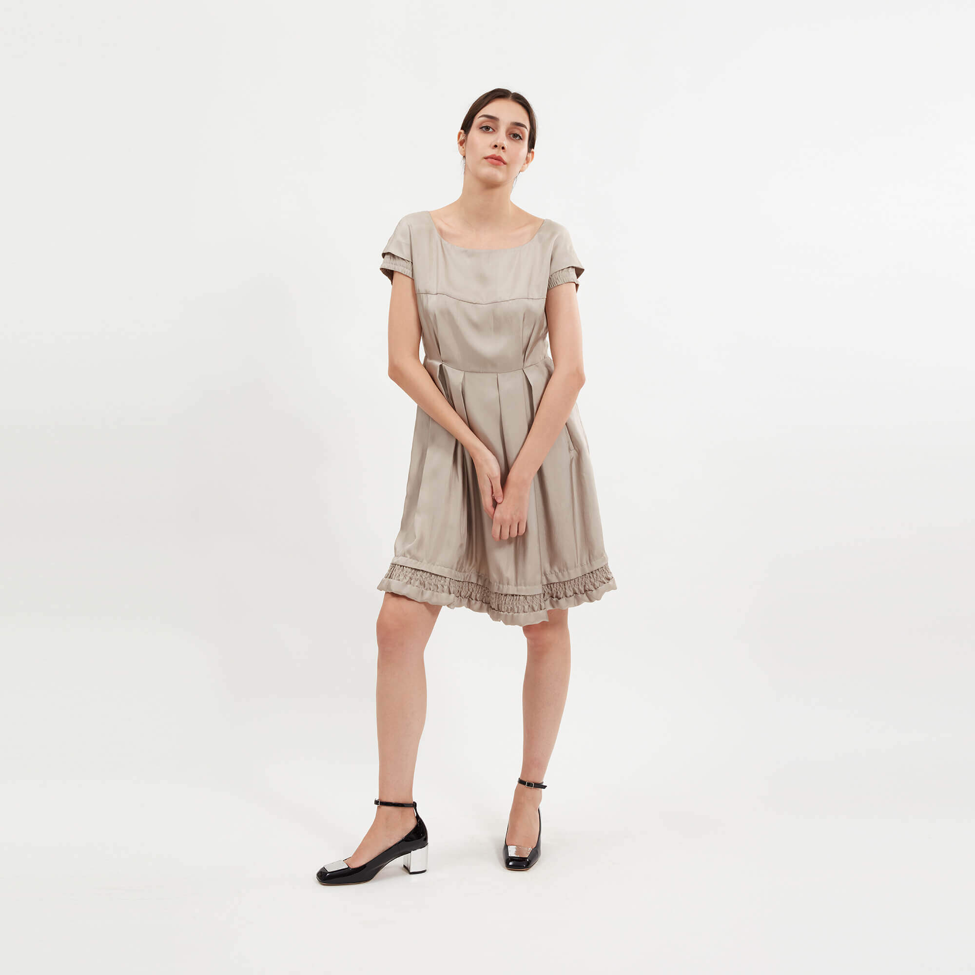 Miu Miu - Beige Polyester Pleated Dress